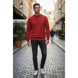 Inserch Men's Red Mock Turtleneck Pullover Sweater Sz S Long Sleeve NWT grandpa